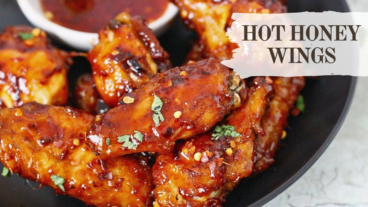 Crispy Hot Honey Chicken Wings with Homemade Hot Honey | Oven Baked Crispy Chicken Wings Recipe
