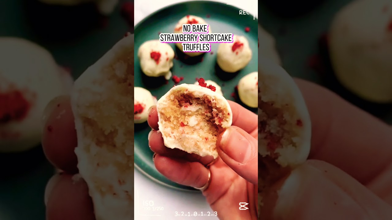 STRAWBERRY SHORTCAKE TRUFFLES | NO BAKE | EASY DESSERT #shorts