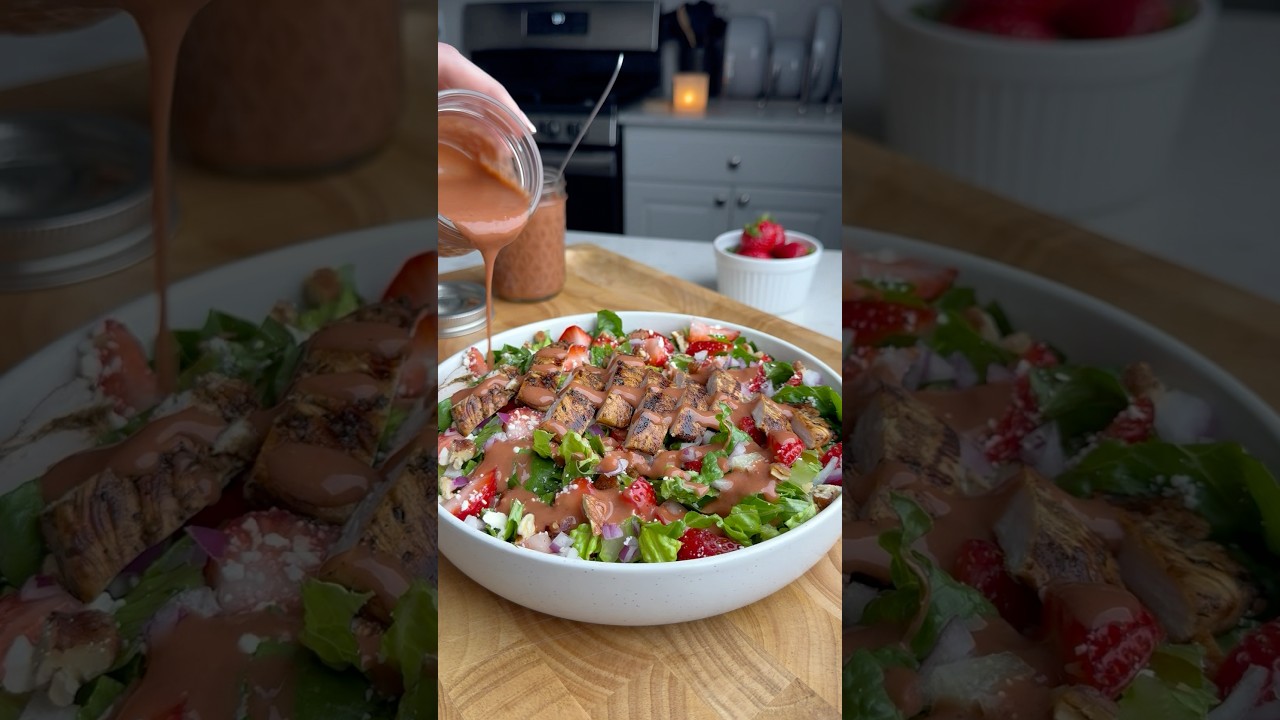 Strawberry balsamic salad with chicken