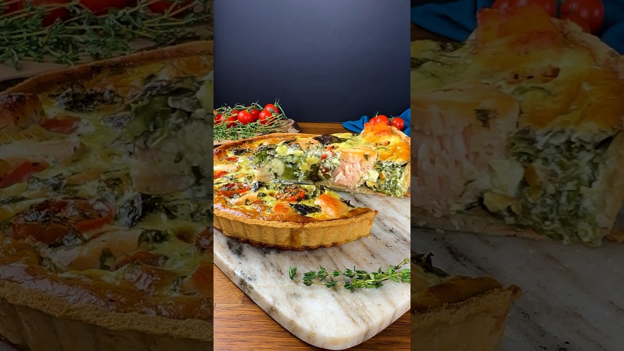 Salmon and Asparagus Quiche🤤 #cooking