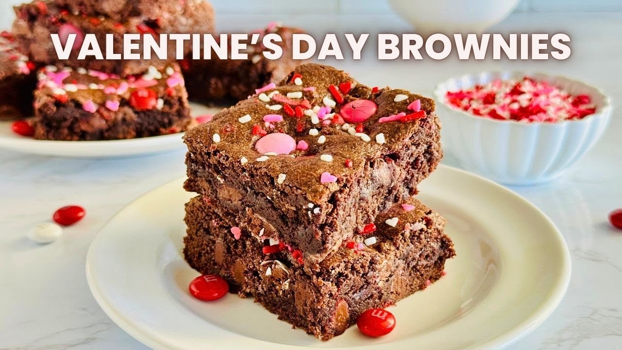 Easy Valentine’s Day Brownies with M&Ms! 💖 One-Bowl Recipe | Quick Brownie Recipe | Valentine Treats