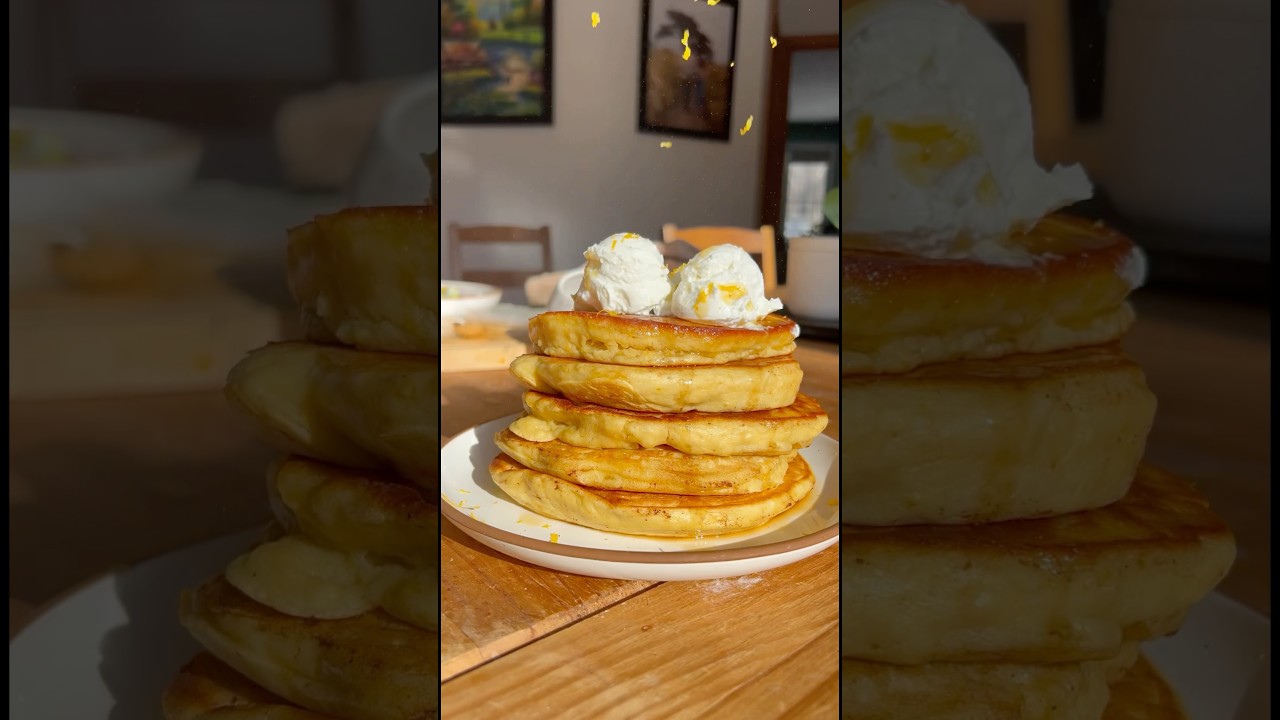 Lemon ricotta pancakes #highprotein #breakfast #pancakes