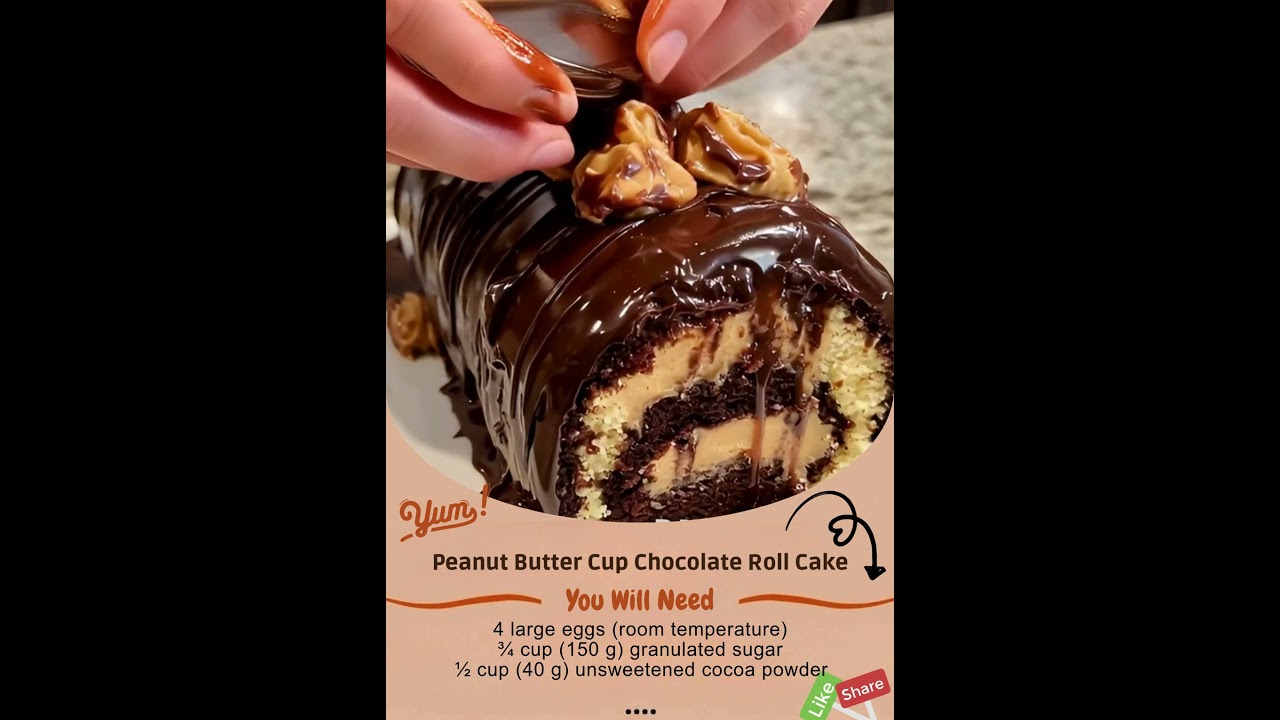Peanut Butter Cup Chocolate Roll Cake