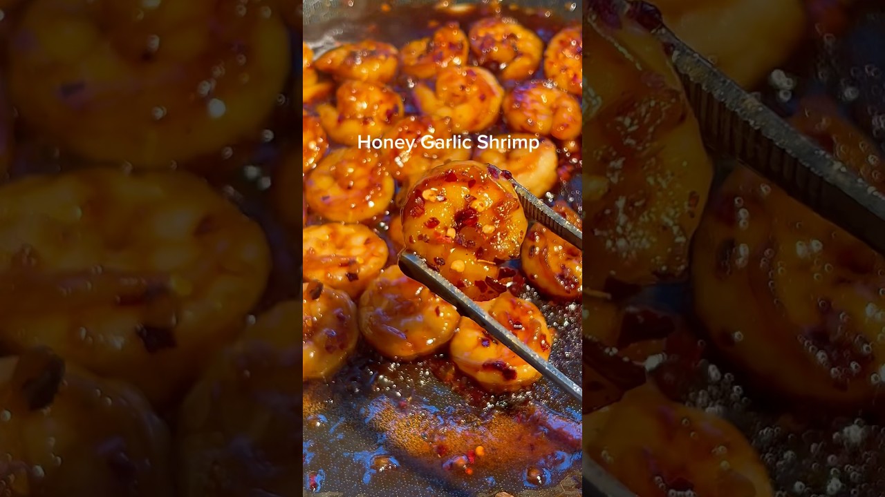 under 30 min recipe: HONEY GARLIC SHRIMP 🤤 #recipe #shrimp #easyrecipe #shorts