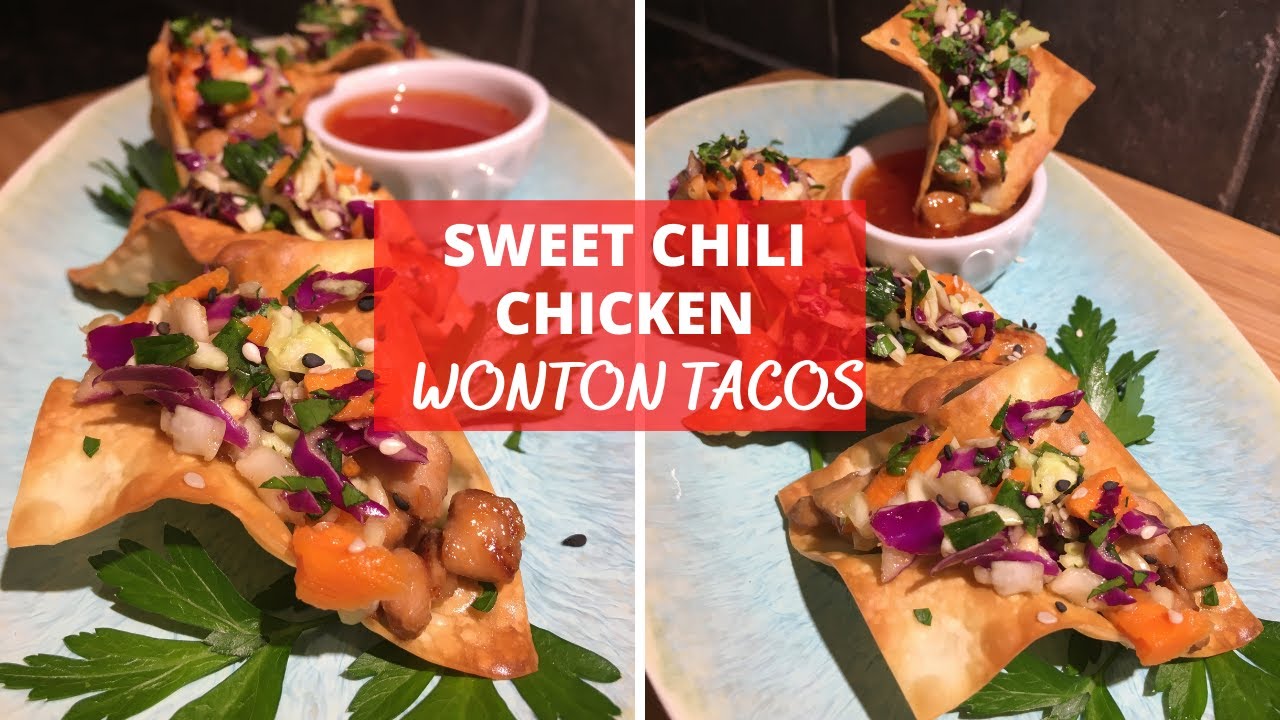 Sweet Chili Chicken Wonton Tacos! #SHORTS