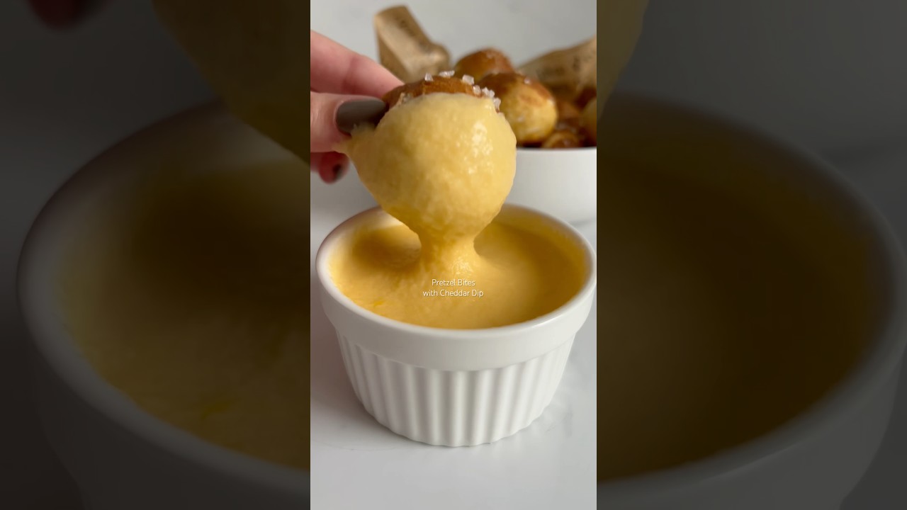 Homemade Soft Pretzel Bites with Cheddar Dip 🥨🫱🏼‍🫲🏻🧀✨