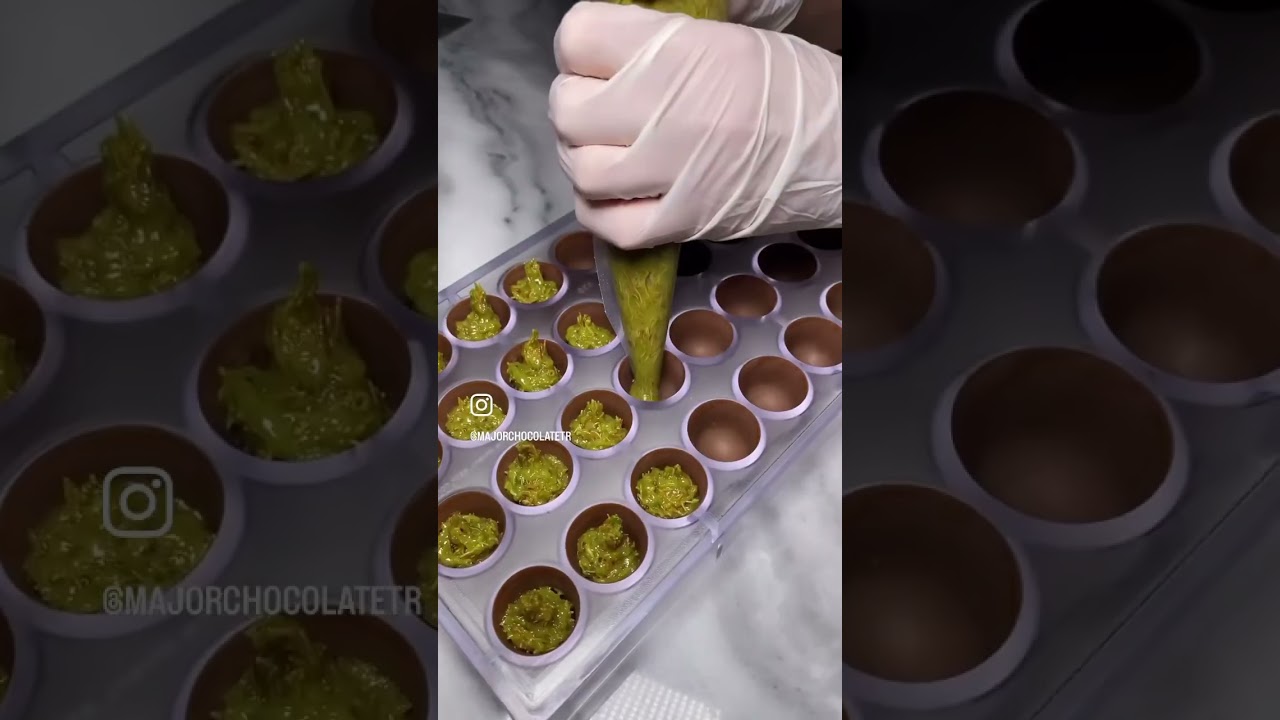 Viral Dubai Pistachio Kunafa Chocolate Bites || #trending #satisfying #asmr #viral #fyp #shorts