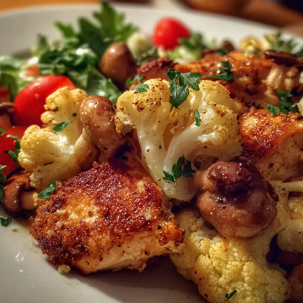 Roasted Cauliflower Salad & Chicken-Mushroom Stir