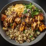 Roasted Tofu Grain Bowl with Miso-Tahini Sauce