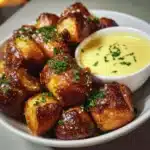 Soft Pretzel Bites with Cheese Sauce