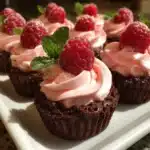 Mini Brownie Cups with Raspberry Mousse