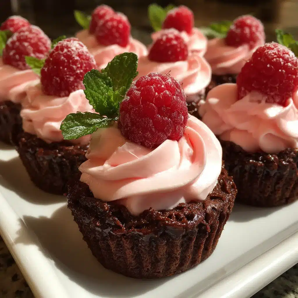 Mini Brownie Cups with Raspberry Mousse