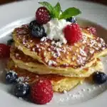 Lemon ricotta pancakes with berries