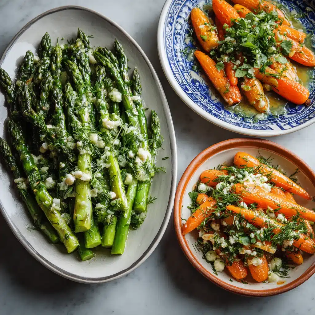 Asparagus salads and roasted carrot dishes