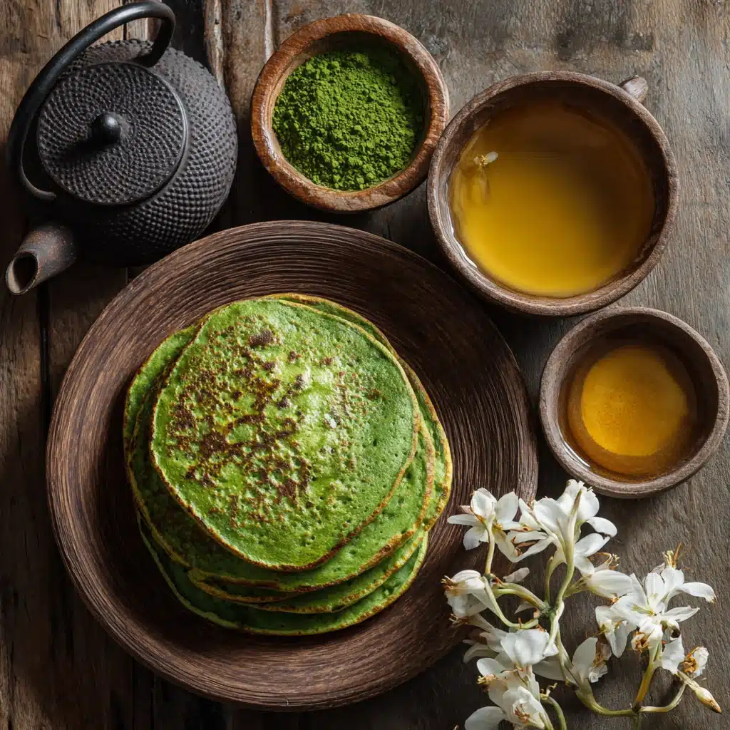 Green Pancakes with Vanilla Syrup 8 Green Pancakes with Vanilla Syrup