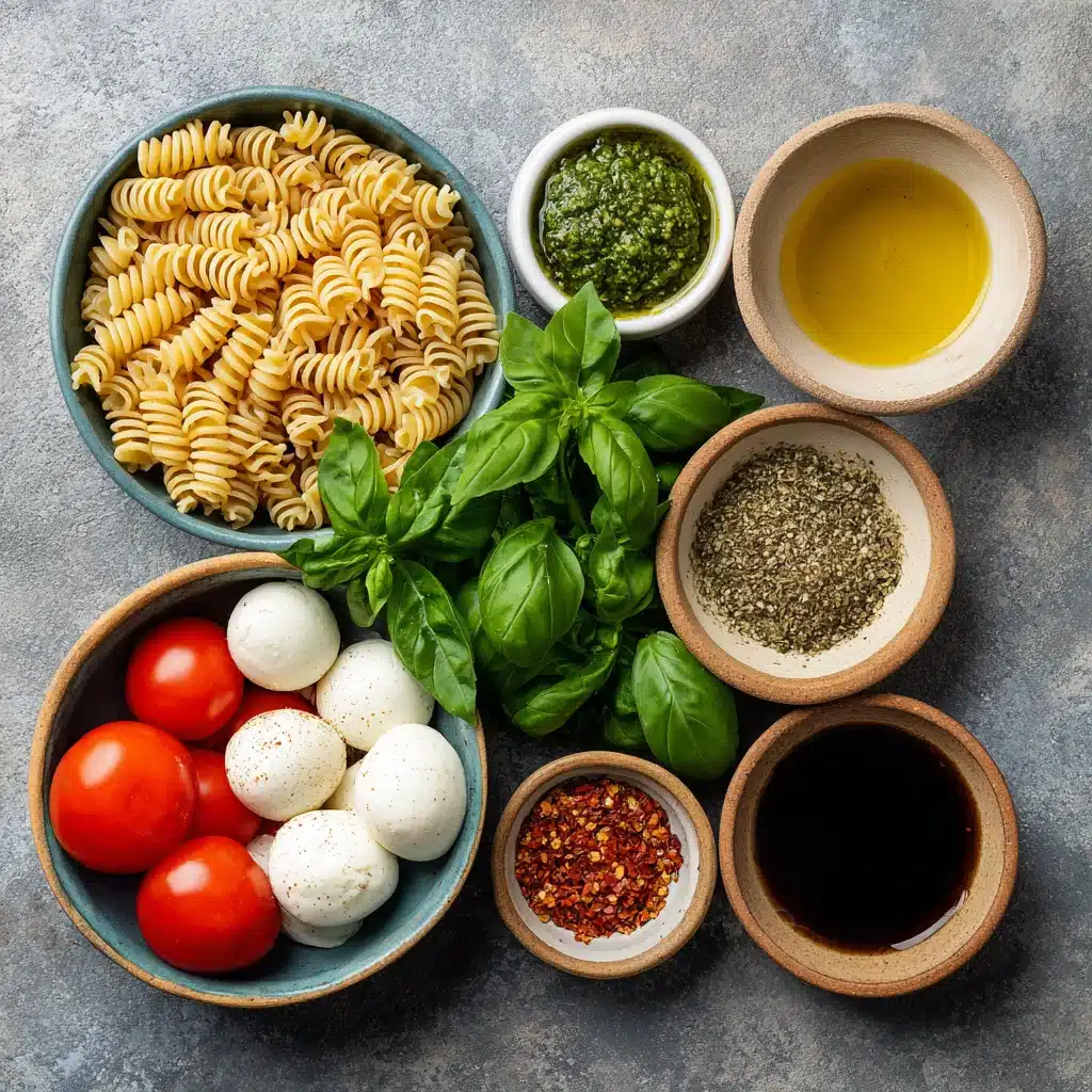 Pesto Caprese Pasta Salad