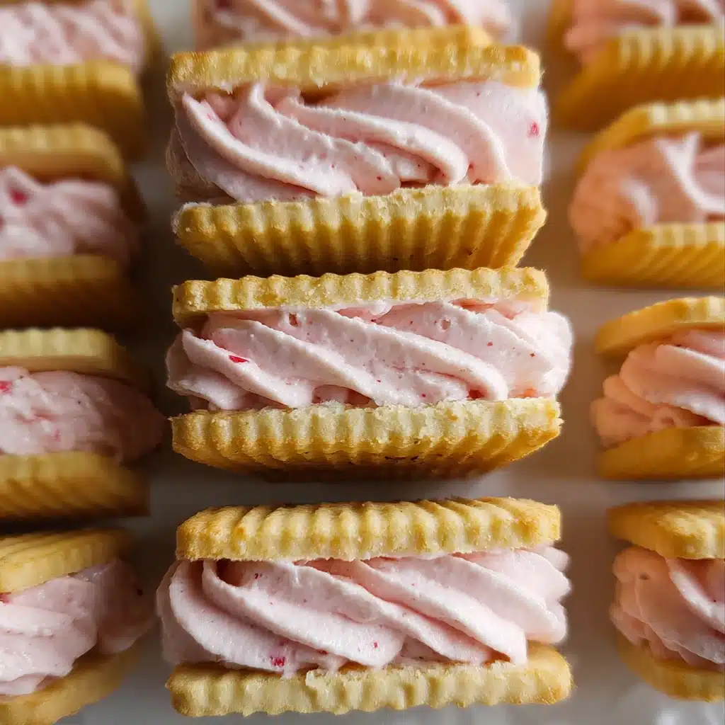 Vanilla Bean Sandwich Cookies with Strawberry Buttercream