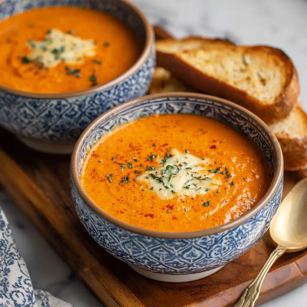 Velvety Roasted Red Pepper Gouda Soup