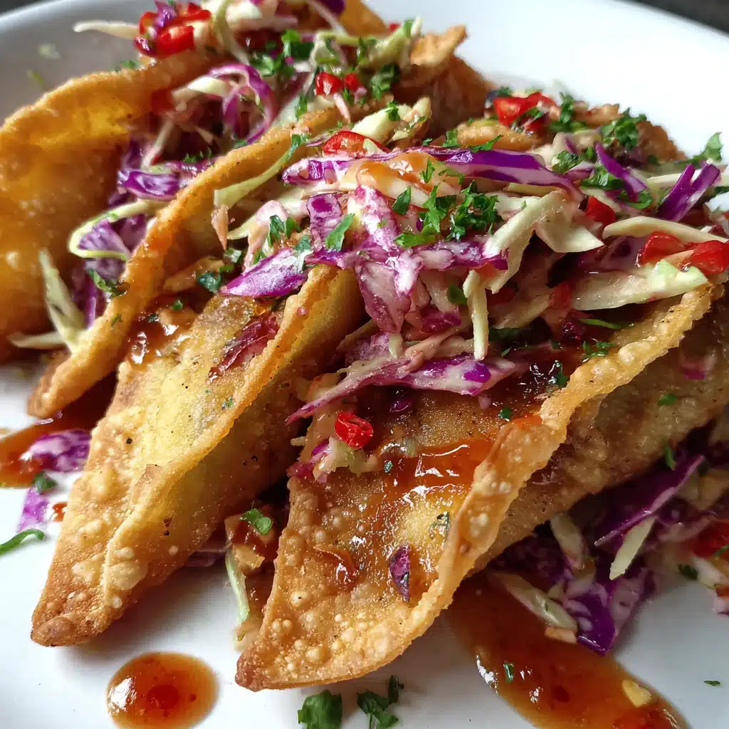 Crispy Chicken Wonton Tacos with Asian Taco Slaw and Sweet Chilli Sauce 10 Crispy Chicken Wonton Tacos with Asian Taco Slaw and Sweet Chilli Sauce
