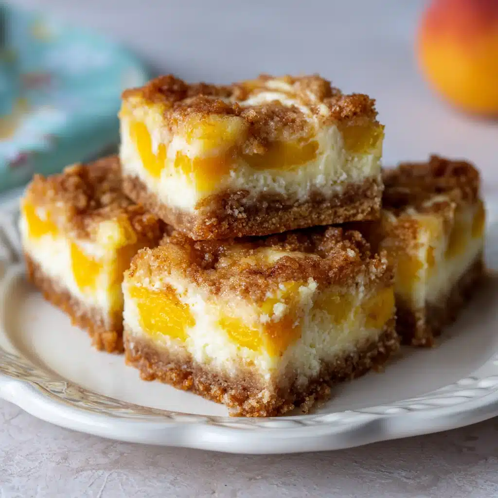 Summer Peach Cobbler Bars with Creamy Cheesecake Swirl