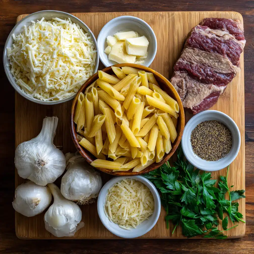 Garlic Parmesan steak pasta
