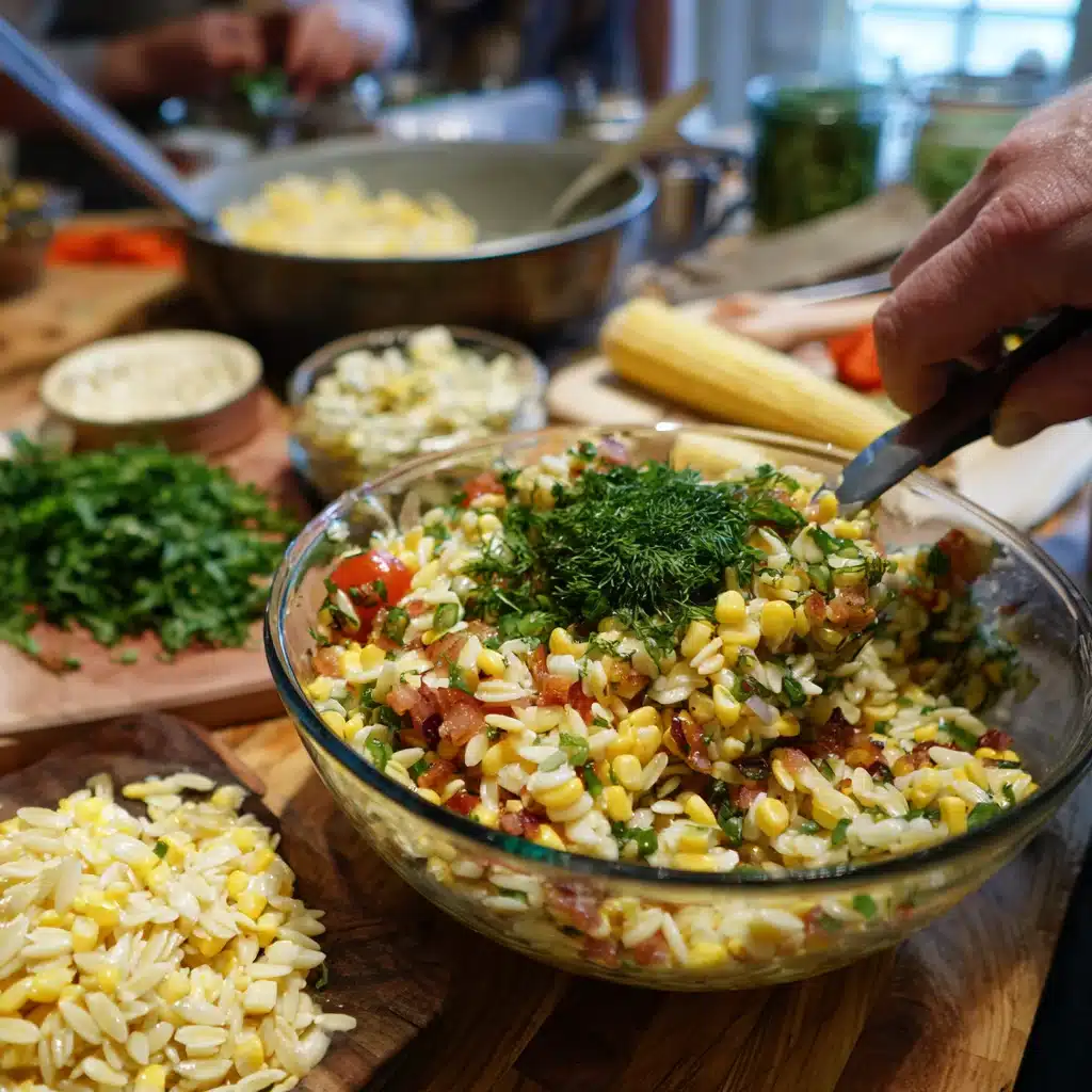 Grilled Corn Orzo Salad with Scallion Dill Dressing - Plant Based RD