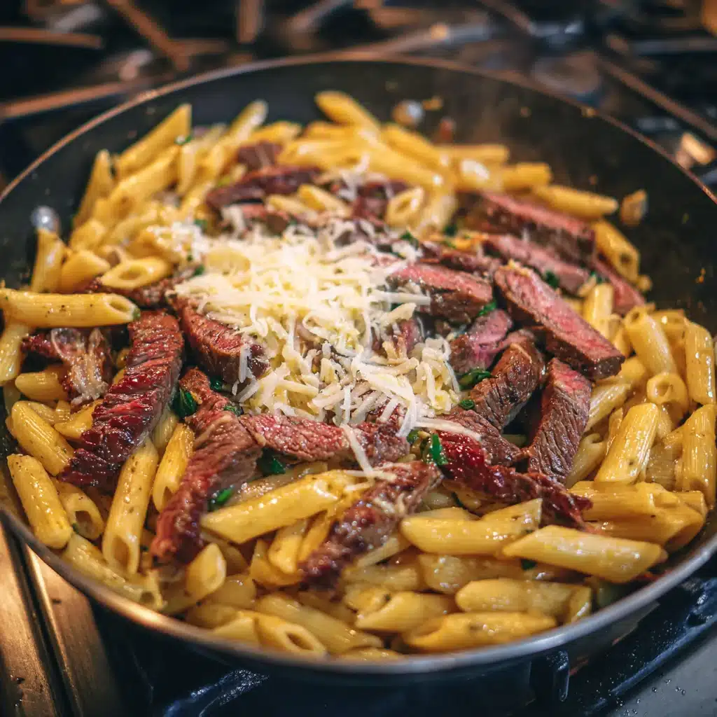 Garlic Parmesan steak pasta