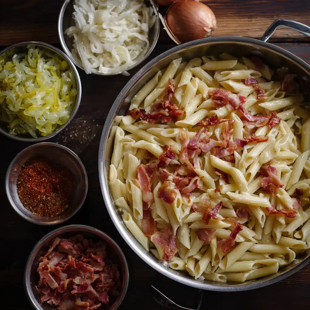 Dill pickle bacon pasta salad